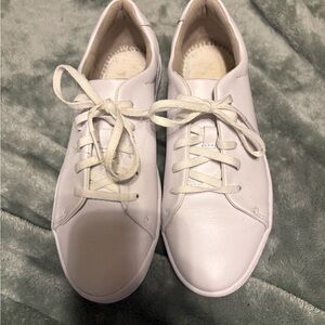 Clarks Women's White Leather Sneakers